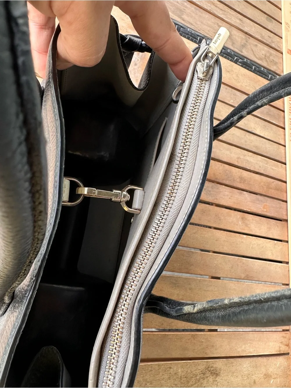 kate spade Black Pebbled Leather Satchel with Gold Logo
